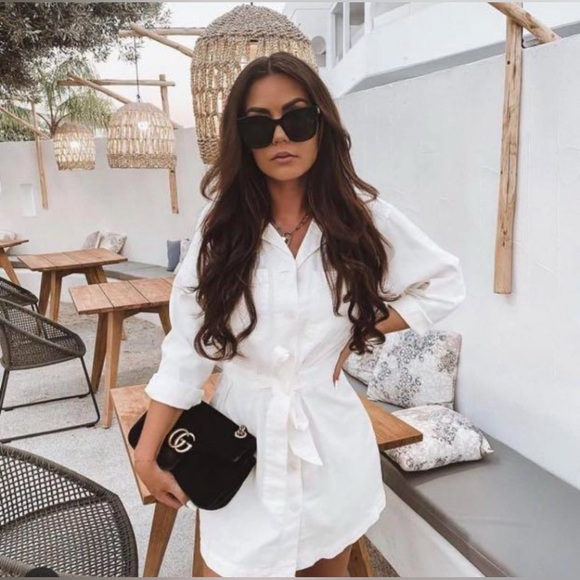 Zara White Belted Dress - Picture 3 of 3